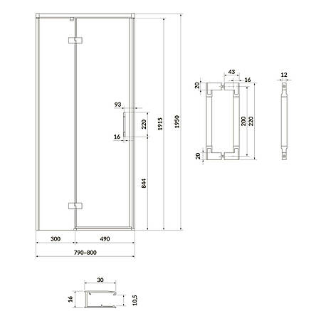 Двері душової кабіни Larga 80х195 розпашні лівосторонні, профіль хром, фото 2