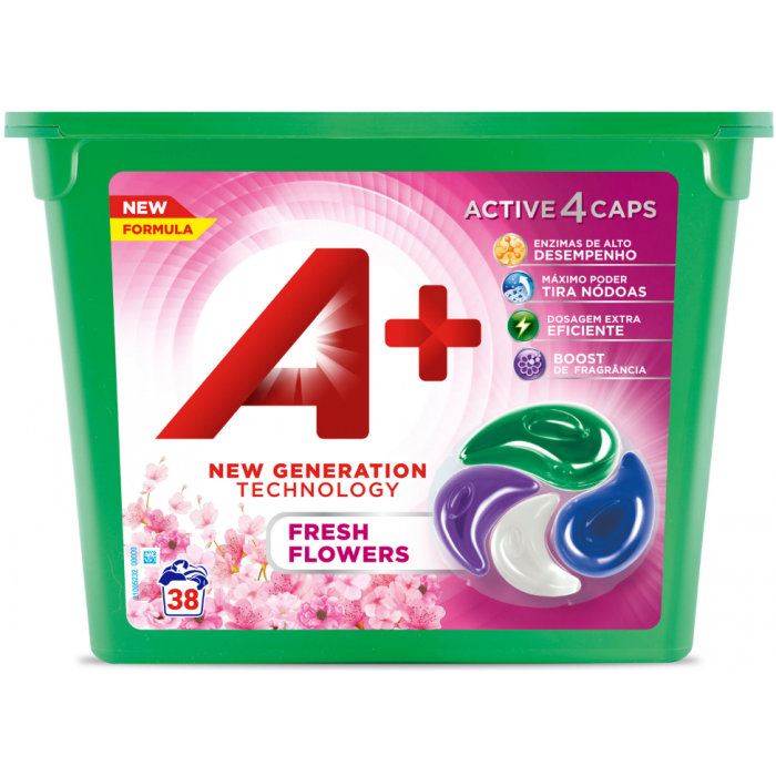 Капсули А+ Fresh Flowers Універсал безфосфатний 4 в 1 38 шт