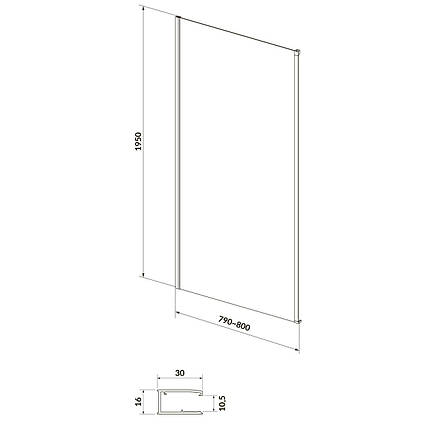 Стінка до розпашних дверей Larga 80х195, профіль хром, фото 2