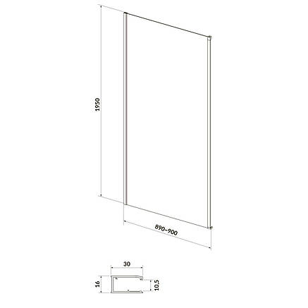 Стінка до розпашних дверей Larga 90х195, профіль хром, фото 2