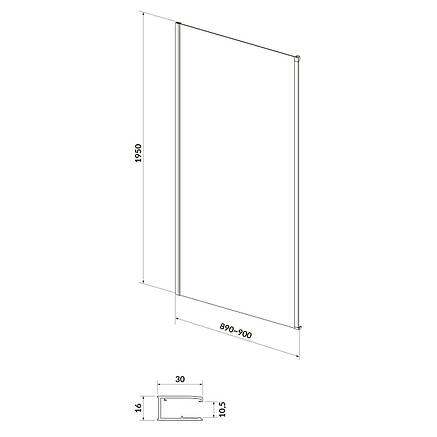 Стінка до розпашних дверей Larga 90х195, профіль чорний, фото 2