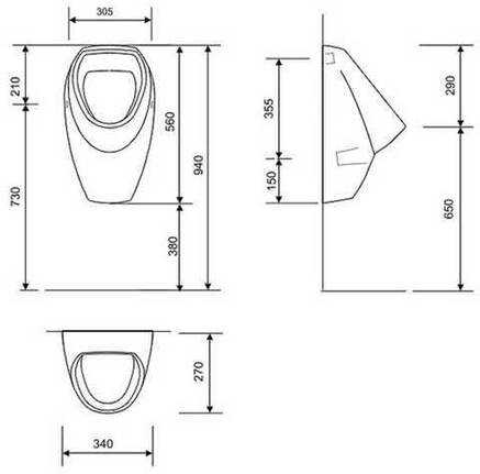 Пісуар АПОЛЛО А100+ кріплення, фото 2