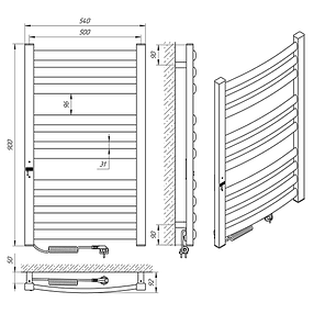 Рушникосушарка Laris Зебра Атлант Преміум ЧФ10 500 х 900 Е (підкл. зліва), фото 3