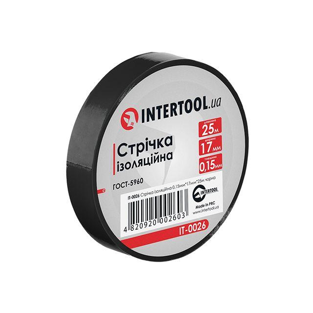 Стрічка ізоляційна 25 м, 17*0,15 мм, чорна INTERTOOL IT-0026, фото 1
