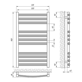 Сушарка для рушників побутова Тристар-I 600х445/55 TR., фото 3