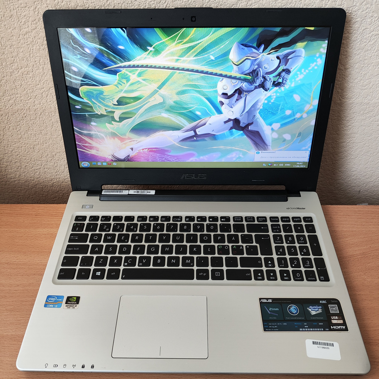 Ноутбук Asus A56C 15.6" i3-3217U /4GB DDR3/500GB HDD/NVIDIA GT 635M 2Gb/WebCam