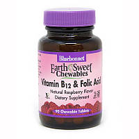 Витамины и минералы Bluebonnet Earth Sweet Chewables Vitamin В12 and Folic Acid, 90 жевательных таблеток HS