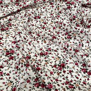 Штапель прінтованний Квіти дрібні червоні не білому