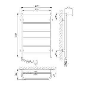 Рушникосушарка Laris Зебра Прайм ЧФ6 400 х 600 Е (підкл. зліва), фото 3