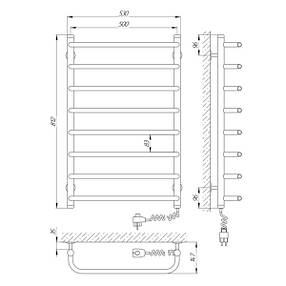 Рушникосушарка Laris Стандарт П8 500 х 800 Е (підкл. справа), фото 3