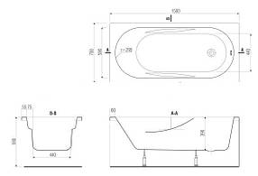 Ванна акр. МІТО з ніжками 150*70, фото 3