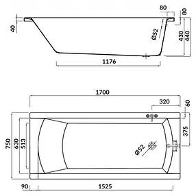 Ванна KORAT 170*75 з ніжками, фото 3