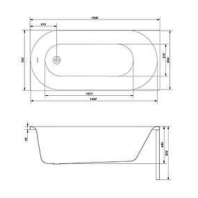 Ванна Cersanit OCTAVIA ABS 150*70 см з ніжками, фото 3