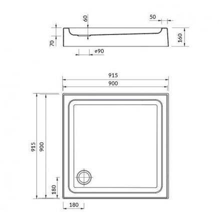 Душовий піддон прямокутний ТАКО 90*16, фото 2