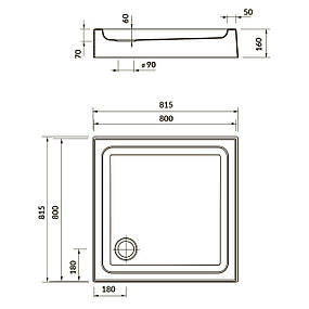 Квадратний душовий піддон у поєднанні з панеллю TAKO 80Х16, фото 3