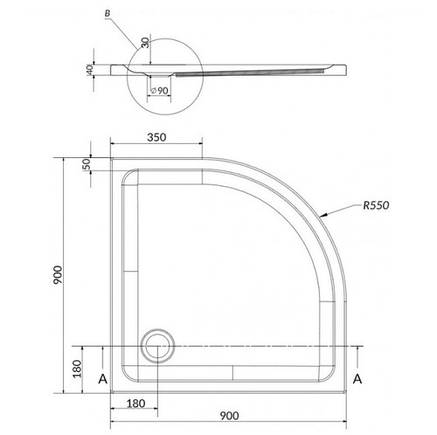Піддон душової кабіни ТАКО 90*4 напівкруглий, фото 2