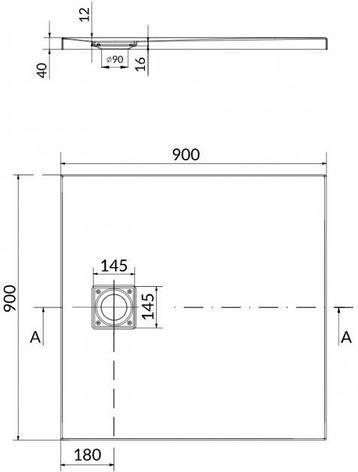Душовий піддон квадратний 90*90*4 см ТАКО SLIM із сифоном Virt (Сет В187), фото 2