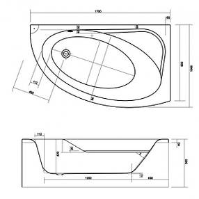 Ванна асиметрична SICILIA NEW 170Х100 ліва з кріпленням, фото 3
