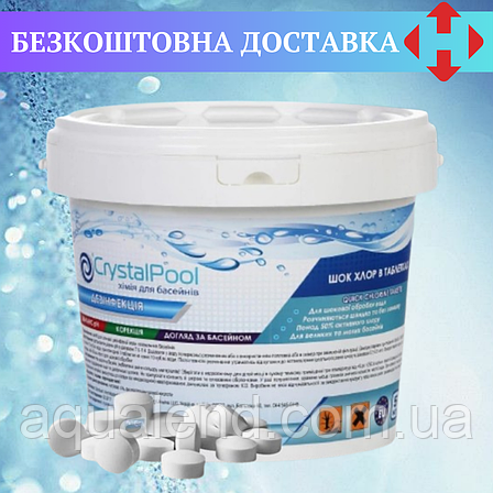 Швидкорозчинний шок хлор у таблетках 20 грам Crystal Pool 5 кг, фото 1
