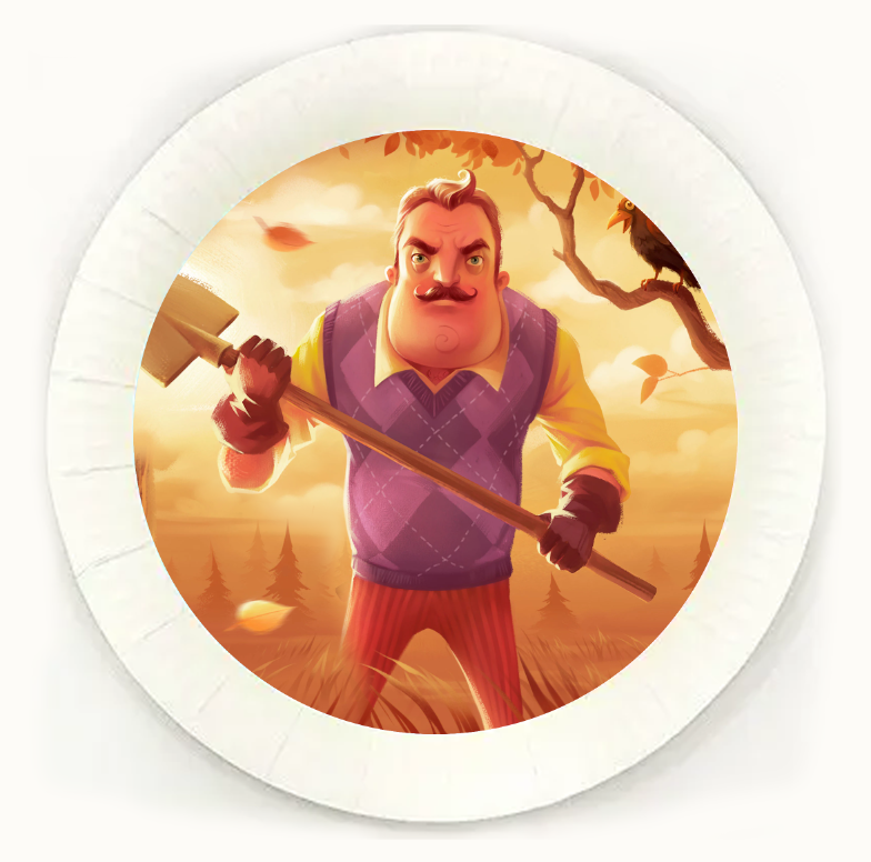 Тарілки "Привіт сусід" (Поштучно) 18 см паперові малотиражні тарілочки