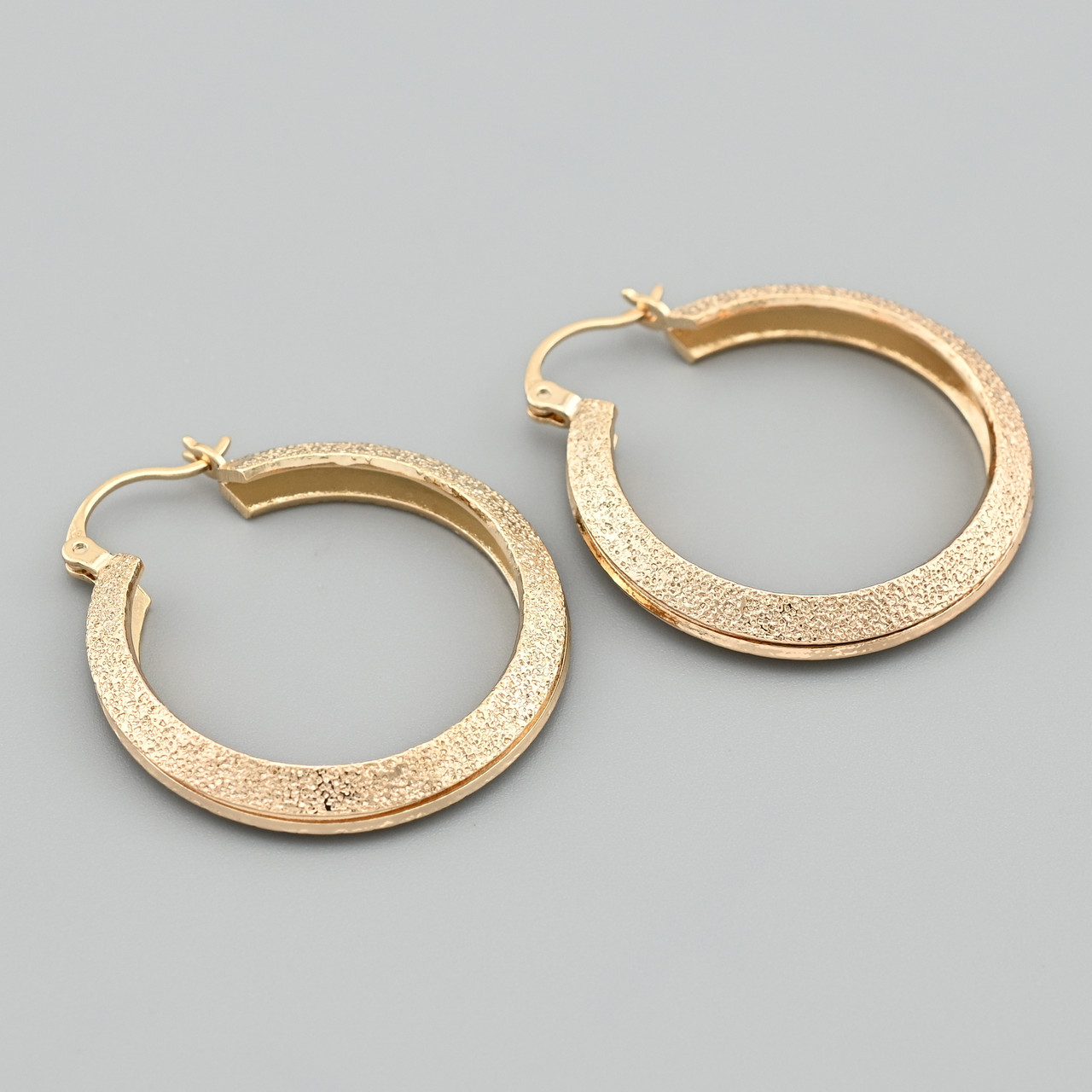 Сережки кільця Ельда 43182 розмір 35х4 мм вага 7.9 г позолота 18К, фото 1