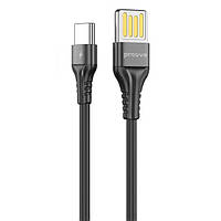 Дата-кабель Proove Double Way Silicone USB Type-A (тато) - USB Type-C (тато) 1m Black 2.4A