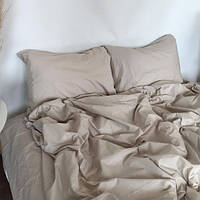 Комплект постельного белья бежевого цвета поплин Lux о двуспальный