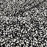 Ткань Штапель принт Леопард белый на черном