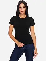Жіноча чорна футболка літня з коротким рукавом