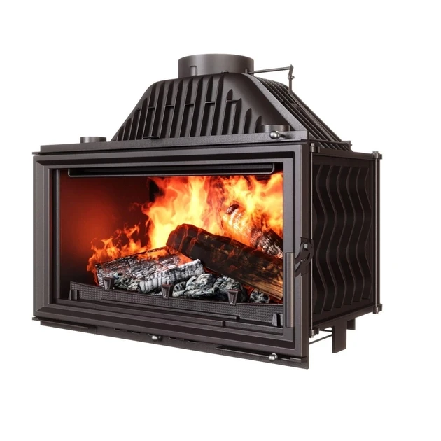 Чавунна вбудована камінна топка з повітряним опаленням для заміського будинку Kaw-Met W15 EСO (9,4 кВт)