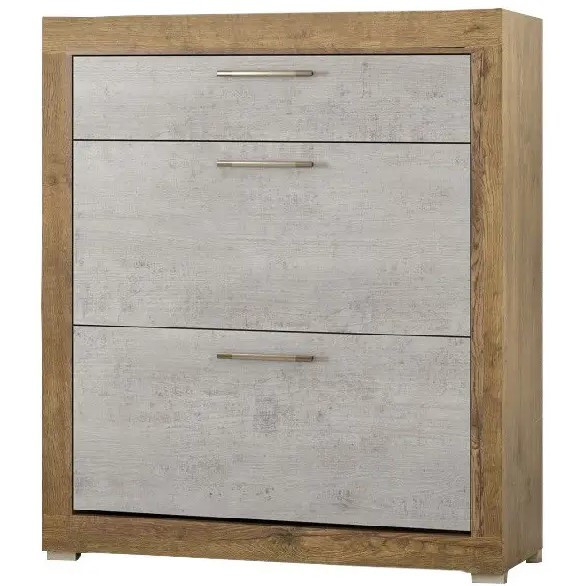 Красива тумба для взуття Парма 900 (90х38х105) Дуб април, Бетон Меблі Сервіс, фото 1