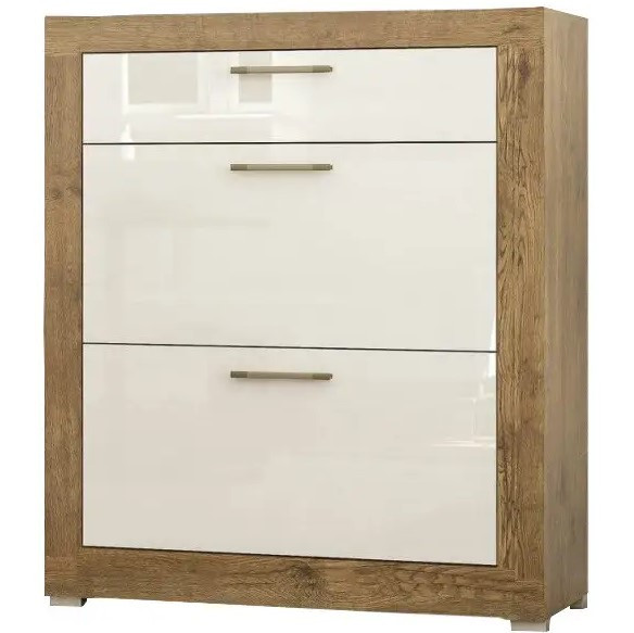 Красива тумба для взуття Парма 900 (90х38х105) Дуб април, Білий лак Меблі Сервіс, фото 1