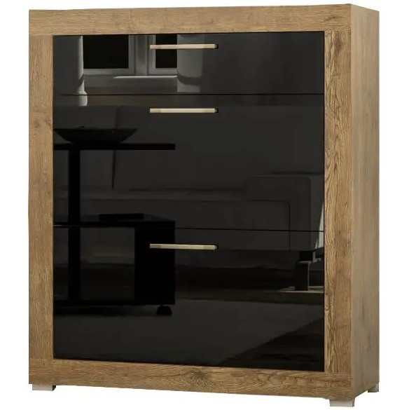 Красива тумба для взуття Парма 900 (90х38х105) Дуб април, Чорний лак Меблі Сервіс, фото 1