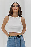 Жіноча укорочена майка топ у рубчик у розмірі L, фото 6