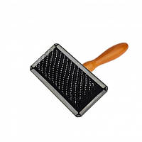 Пуходерка Щітка для Котів з Дерев'яною Ручкою та Напайкою Bronzedog 12 х 14,5 см