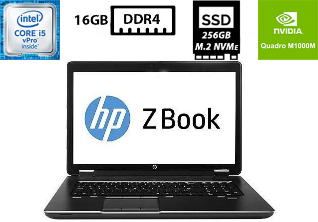 Ноутбук HP ZBook 17 G3/17.3"TN 1600x900/Core i5-6440HQ 2.60GHz/16GB DDR4/SSD 256GB/NVIDIA Quadro M1000M 2GB Камера Б/В