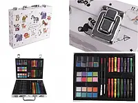 Набор юного художника с цветными карандашами и 3 наборами красок для рисования, Чемоданчик для рисования hop