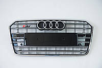 Решетка радиатора Audi A7 2014-2017год Черная с хромом (в стиле S-Line)
