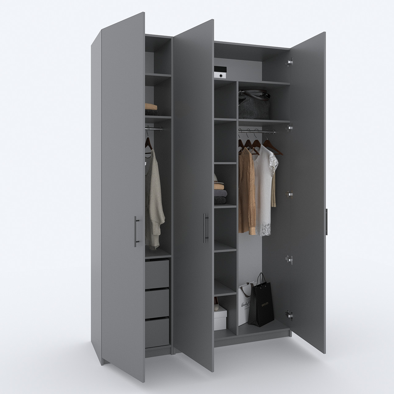 Шафа для одягу розпашна "Дуэт" 2400x1500x520мм Антарцит, фото 1