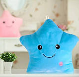 Подушка нічник Зірочка з підсвіткою 40x35 см блакитна, фото 6