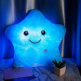 Подушка нічник Зірочка з підсвіткою 40x35 см блакитна, фото 9