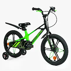 Дитячий магнієвий велосипед Corso 18 дюймів Elite ELT-18426 литі диски, дискові гальма, зелений