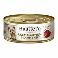 Консерва для дорослих собак Basttet`o Silver Яловичина з рубцем та овочами в желе 85 г (4820185492645)