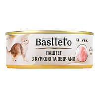 Паштет консервований для котів Basttet`o Silver з куркою та овочами, 85 г (4820185492546)