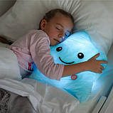 Подушка нічник Зірочка з підсвіткою 40x35 см блакитна, фото 3