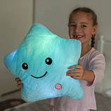 Подушка нічник Зірочка з підсвіткою 40x35 см блакитна, фото 2