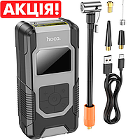 Автомобильный насос HOCO DPH04 Car Portable Smart Air Pump 7500 mAh 8 бар портативный аккумуляторный с фонарем