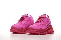 Balenciaga Triple S Clear Sole Neon Pink Яркие кроссы женские. Розовая обувь женская Баленсиага.