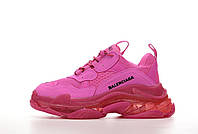 Balenciaga Triple S Clear Sole Neon Pink Яркие кроссы женские. Розовая обувь женская Баленсиага. 36