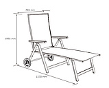 Шезлонг 187см чорний із алюмінія чорний 7-позиційний bobi, фото 7